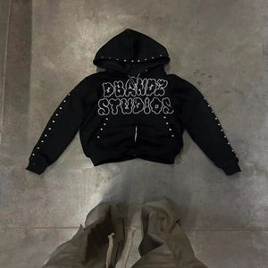 Sudadera con Capucha y Pantalones de Chándal de Felpa de Algodón de Alta Calidad de 340 g/m² para Invierno/Primavera, Unisex, con Logotipo Personalizado, Talla Grande, con Cordón Ajustable - Product Image 3