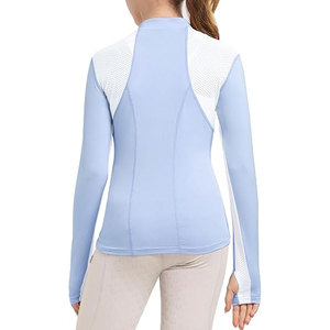 Classic Solid <b>Colour</b> Equestrian Polo Style Top with Contrasting Trim for Schooling And Shows Printing Horse Riding Show Shirt - Product Image 4