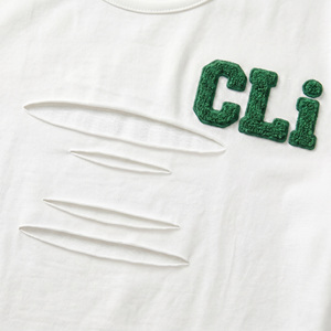 High Quality <b>women's</b> shirt <b>White</b> Half Sleeve <b>Crop</b> <b>Top</b> ODM Green Towel Embroidery Cutout Design Custom Logo Casual Summer Blouse - Product Image 4