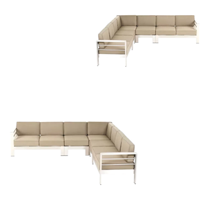 Sofá seccional con marco de aluminio para jardín de lujo, juego de sofá para exteriores y sofá de Hotel con cojín grueso - Product Image 6