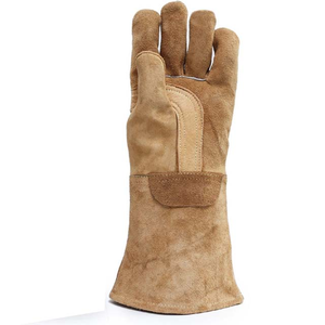 Guantes de Trabajo de Cuero con Muñequera Elástica, Resistentes al Calor y Antiestáticos, para Trabajos en el Jardín, Jardinería, Granja y Almacén - Product Image 3