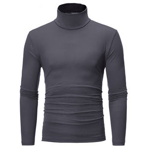 Jersey de cuello alto básico ajustado informal a la moda para hombre, Tops finos de otoño y primavera, camiseta lisa básica, patrón de suéter - Product Image 3