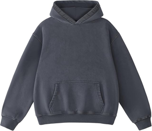Sweat-shirt à capuche oversize pour homme, couleur unie, polaire, pull décontracté, streetwear, poche, manches longues, tricoté, 100% coton, automne - Product Image 1