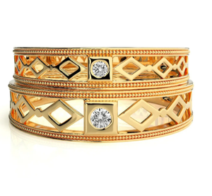 925 Sterling Silver Gold Plated Zircon Bezel Setting Romantic Geometric <b>Couple</b> <b>Rings</b> - Product Image 2