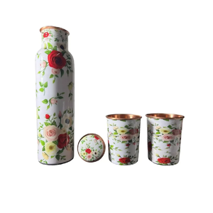 Juego de Botellas de Agua de Cobre de Alta Calidad con Tapa de Acero Inoxidable, Bebedero Directo de Plástico para Hogar, Oficina y Fiestas - Product Image 1