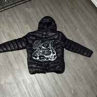 Veste bomber noire pour homme Afernon Industry, logo sur le devant, fermeture éclair, imperméable, coupe-vent, manteau d'hiver, rembourrage en polyester
