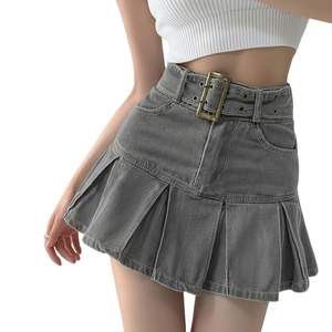 Falda vaquera mini de mujer con volantes en capas, a la moda, informal, de cintura alta, plisada, transpirable, OEM ODM - Product Image 5