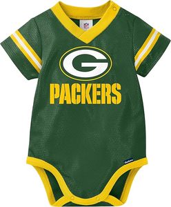Combinaison bébé en jersey vert Green Bay Packers avec bordure jaune et logo de l'équipe, numéro personnalisé 00 - Product Image 2