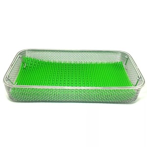 German Stainless Steel Hollowware Sterilization Mesh Tray Basket 40x30x7cm Green <b>Silicone</b> <b>Mat</b> Manual By Mahfooz Instruments - Product Image 6