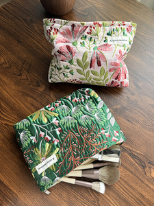 Vintage Floral Embroidered Cosmetic <b>Bag</b> Women's Botanical Makeup Pouch Zipper <b>Travel</b> Toiletry <b>Organizer</b> Wholesale - Product Image 4