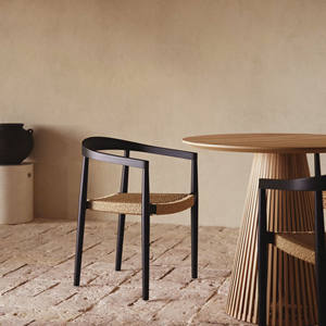 Table et chaises de jardin en rotin, ensemble de salle à manger en rotin pour patio, table d'extérieur en teck et rotin - Mayde - Product Image 4