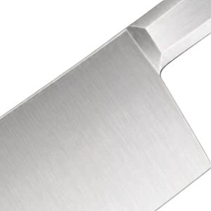 Couteaux de cuisine en argent avec lame large arrondie, manche angulaire et tranchant uni pour couper et hacher les légumes - Product Image 6
