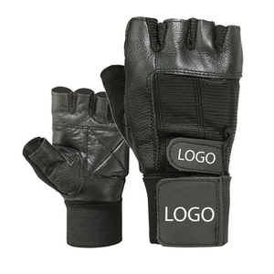 ถุงมือออกกำลังกายแบบครึ่งนิ้วหนังวัวแท้กันลื่นพร้อมที่รัดข้อมือจากผู้ผลิต OEM ปิดด้วยแถบตีนตุ๊กแก ป้องกันขั้นสูงสำหรับการออกกำลังกายหนัก - Product Image 1