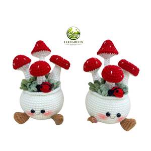 Maceta de Ganchillo Amigurumi Hecha a Mano con Cara Divertida, Diseño Moderno Rústico, Regalo Multifuncional de Apoyo Emocional, Decoración del Hogar - Product Image 6