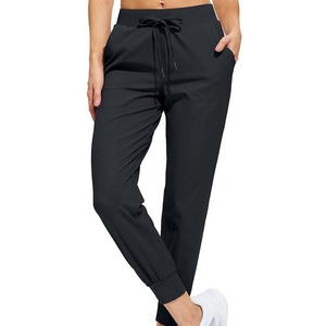 Pantalones Deportivos Holgados para Mujer, Color Negro, Tejido Elástico, Transpirables, de Pierna Recta, para Hacer Ejercicio - Product Image 1