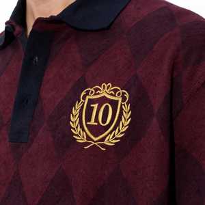 ONETEN APPARELS Camisa polo unisex de manga corta con estampado argyle color granate, informal, para verano - Product Image 6