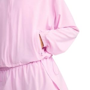 Pink <b>Women's</b> Polyester Windbreaker <b>Jacket</b> Custom Logo Letter Print Full Zip High Neck <b>Lightweight</b> Outdoor Streetwear OEM Apparel - Product Image 6