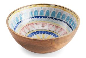 Tazón de madera multiusos con acabado esmaltado, adecuado para servir comida, mezclar ingredientes o decorar. - Product Image 4