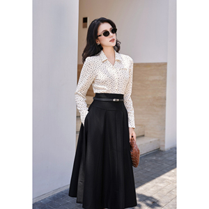 Jupe midi évasée noire élégante pour femme, taille haute, style décontracté ou professionnel, fabrication ODM/OEM sur mesure, RYAN - Product Image 5