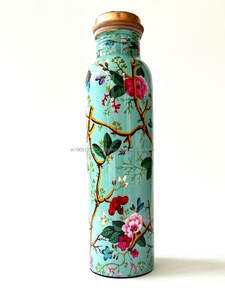 Elegante botella de agua de cobre de 500ML DE LA India 100% cobre puro con tapa beneficio de salud Ayurvédica esmalte accesorio a prueba de arañazos - Product Image 3