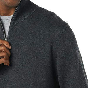 Pull en maille gris foncé pour homme, col montant, coupe classique, couleur unie, idéal pour l'automne - Product Image 3