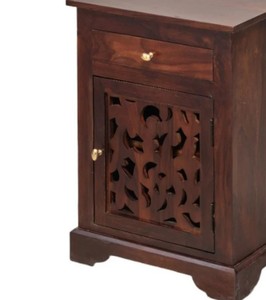 Traditional Wood Nightstand With 1 Drawer And Intricated Design Door <b>Storage</b> Bedroom Furniture Antique Design - Product Image 4