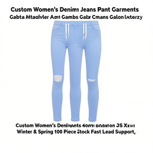 Custom Women's <b>Denim</b> Jeans Pant Garments 100% Cotton <b>Material</b> XS Xxl Sizes for Winter & Spring 100 Piece Stock Fast Lead Support - Product Image 3