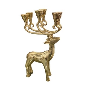 Porte-bougie en métal plaqué or, design renne, style pot à bougie unique en béton, pour décoration de mariages et de dîners - Product Image 3