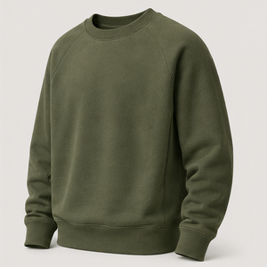 Customize <b>Moss</b> <b>Green</b> Mens Oversized Athletic Wide Rib Crewneck Pullover Sweatshirt Dense Cotton Blend Fleece MCRW-0034 - Product Image 5