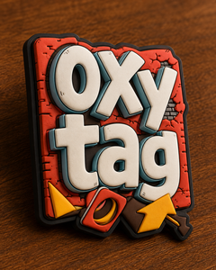 Patch en caoutchouc 3D Oxytag avec logo en relief et motif flèche, badge décoratif autocollant pour cadeaux, prix de gros, conception OEM - Product Image 1