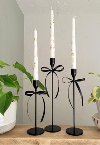 Black Long Candle Stand With Bow Design Elegant <b>Decorative</b> Accent Suitable For Home <b>Decor</b> And <b>Table</b> Styling From India - Product Image 5