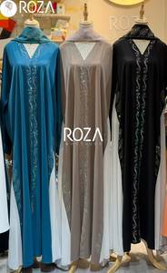 Abayas Árabes de Lujo, Ropa Modesta, Caftanes Elegantes de Verano, Vestidos con Mangas Cortas y Largo a Media Pantorrilla - Product Image 4