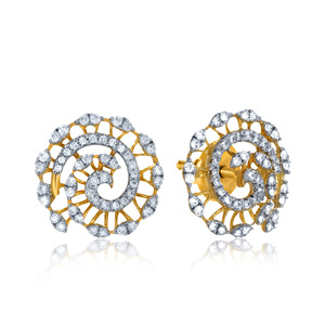 Luxury Two Tone Gold and <b>Silver</b> Spiral Floral Statement Ring with Sparkling CZ Pavé Stones and Intricate Openwork Design - Product Image 2