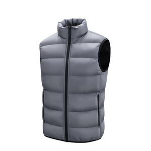 Gilet matelassé gris pour homme à col montant, fermeture éclair, écologique, imperméable, coupe-vent, veste sans manches décontractée pour l'automne - Product Image 1