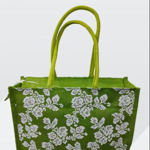 Sac fourre-tout urbain en jute imprimé camouflage vert avec poignée supérieure en sangle, écologique, réutilisable, pour courses, emballage en boîte - Product Image 1