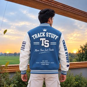 Veste universitaire personnalisée pour homme en laine et coton, col montant, logo brodé sur le devant, style streetwear, hiver - Product Image 3