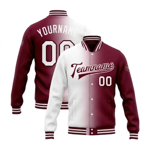Custom Gradient Varsity <b>Jacket</b> Men's Reversible <b>Pink</b> Green Baseball Bomber Coat Embroidery Logo Print <b>Waterproof</b> Windproof - Product Image 1