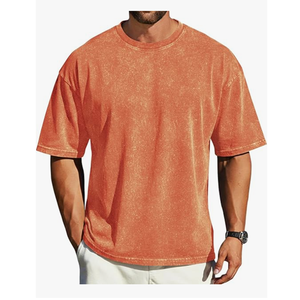 T-shirt homme style actuel, effet délavé, 100% coton, écologique, respirant, manches courtes - Product Image 1