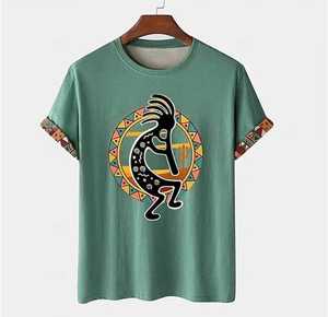 <b>Men's</b> Short Sleeve O-Neck Knitted T-Shirt <b>Animal</b> Print Regular Fit Casual Style 100% Cotton Breathable - Product Image 3