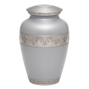 Urne funéraire personnalisable en aluminium pour adulte avec bande gravée, finition argentée et blanche, pour cendres humaines - Product Image 3