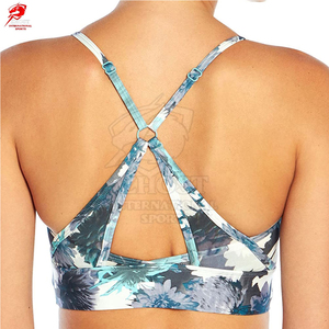 Floral Print <b>Mesh</b> Front High Support Sports Bra Breathable Quick Dry Yoga Fitness Crop <b>Top</b> Spaghetti Strap Square Neck for Women - Product Image 6