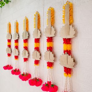 Guirnalda Floral de Lotus y Caléndula con Borlas de Perlas para Decoración del Hogar, Bodas, Pooja, Diwali, Ganpati, Venta al por Mayor - Product Image 4