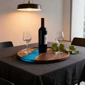 Plateau de service rectangulaire en résine et bois, design tendance, moderne, écologique, passe au lave-vaisselle, pour mariage et décoration intérieure, à prix abordable - Product Image 6