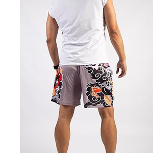 Pantalones Cortos de Malla de Poliéster de Alta Calidad con Logotipo Personalizado para Fabricantes de Ropa, Estilo Urbano, Oversize, Hip Hop, con Cordón y Estampado de Dragón para Hombre - Product Image 5