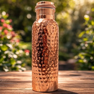 Wholesale Pure <b>Copper</b> <b>Bottle</b> for <b>Drinking</b> Water Hammered Finish Design Leak Proof Reusable Metal <b>Bottle</b> - Product Image 1