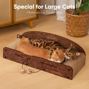 26 Inch Luxury Modern <b>Cat</b> Scratcher Bed with 2 Reversible Cardboard Scratch Pads Indoor <b>Sofa</b> Lounger & Fun Toy - Product Image 1