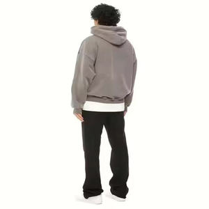 Sweat à capuche unisexe surdimensionné pour homme, personnalisable avec logo brodé, thermique, épais, hiver, couleur unie, teint uni - Product Image 5