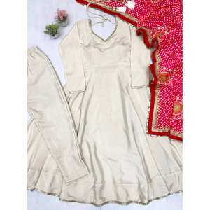 Vestido de fiesta de diseñador para mujer Anarkali con conjuntos elegantes Pent y Dupatta - Product Image 1