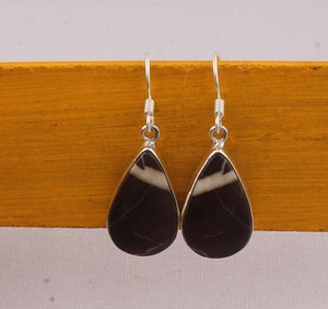 Pendientes de Ónix Natural Rayado en Plata de Ley 925, Pendientes Colgantes de Gema en Forma de Lágrima, Joyería Artesanal de Ágata Rayada al por Mayor - Product Image 5