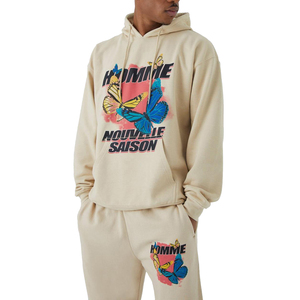 2025 Heavyweight Acid Wash Streetwear Solid Hoodie and Sweatpants Set Breathable Vintage Screen Printing Tracksuits for Men - Product Image 6